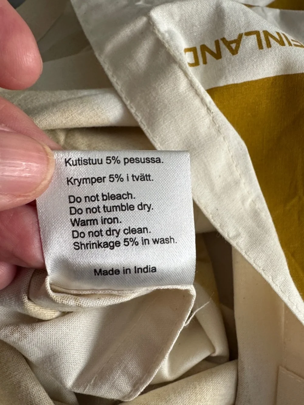 Marimekko Mono City Gold and Off White Canvas Tote